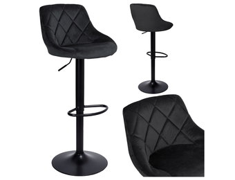 Barstoel - 54-75cm - Velvet - zwart