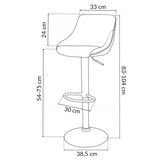 Barstoel - 54-75cm - Velvet - zwart