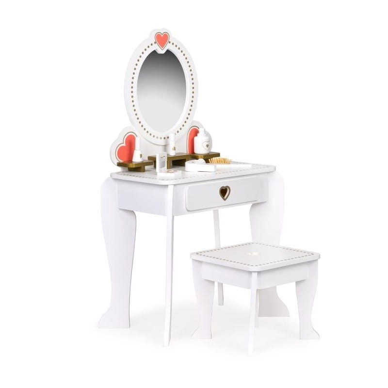 Kinderkaptafel - 91x50x70cm - wit - met spiegel