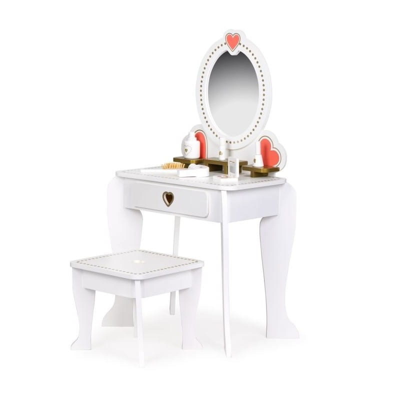 Kinderkaptafel - 91x50x70cm - wit - met spiegel