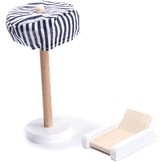 Poppenhuis - 78x62x27cm - 5 kamers - Natuurlijk hout - Inclusief 16 meubels