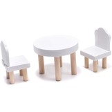 Poppenhuis - 78x62x27cm - 5 kamers - Natuurlijk hout - Inclusief 16 meubels