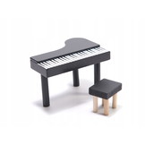 Poppenhuis - 78x62x27cm - 5 kamers - Natuurlijk hout - Inclusief 16 meubels