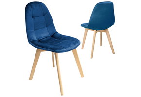 Eetkamerstoel - 83x45x40cm - Velours - Marineblauw