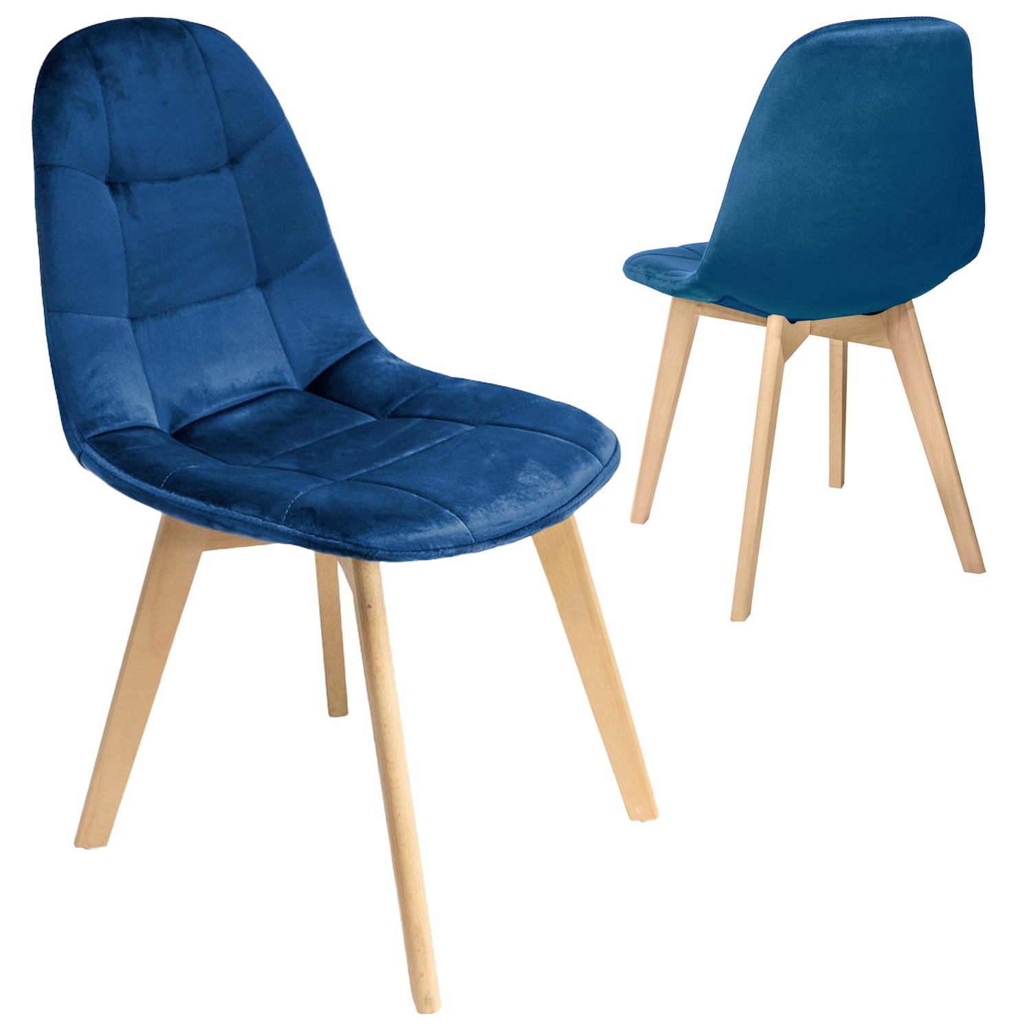 Eetkamerstoel - 83x45x40cm - Velours - Marineblauw
