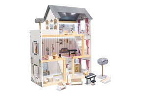 Houten poppenhuis - met meubels - 78x62x27 - 3 verdiepingen
