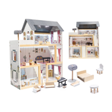 Houten poppenhuis - met meubels - 78x62x27 - 3 verdiepingen