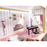 Houten poppenhuis - met meubels - 78x62x27 - 3 verdiepingen