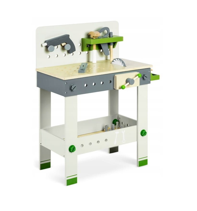 Houten werkplaats - 71,5cm - inclusief gereedschap - blank hout