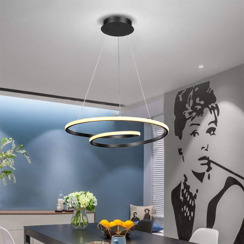 Ringlamp - 70x2cm - Gebogen rand - Zwart