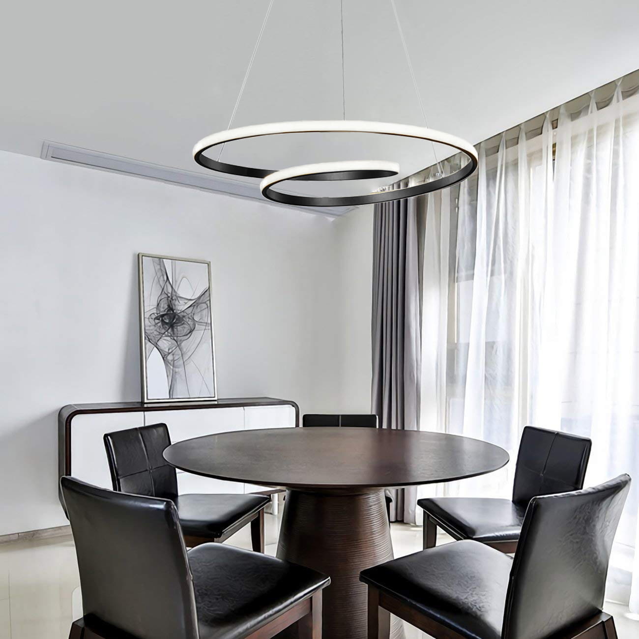 Ringlamp - 70x2cm - Gebogen rand - Zwart