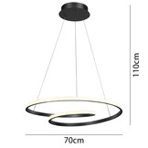 Ringlamp - 70x2cm - Gebogen rand - Zwart