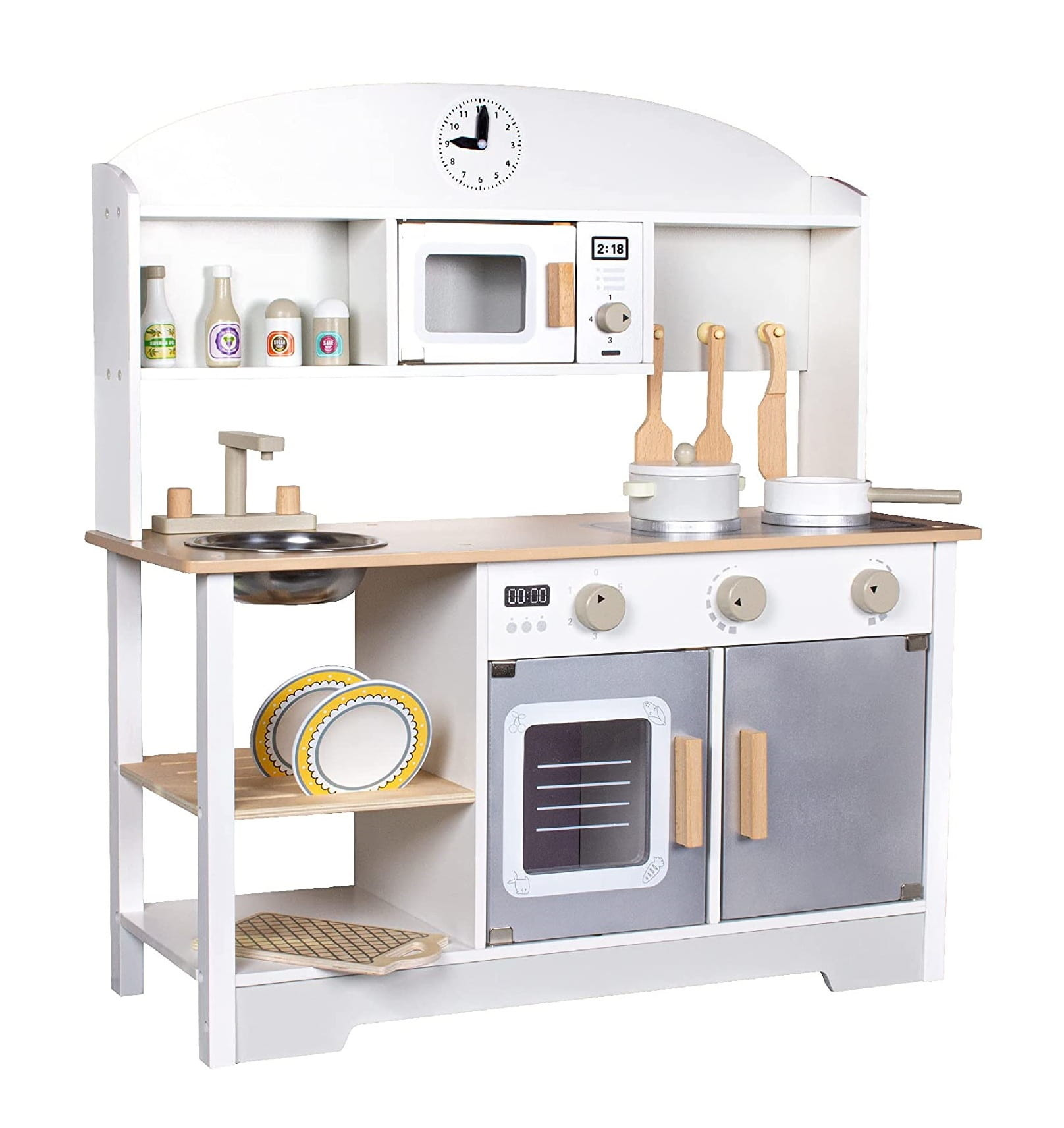 Kinderkeuken - 68x25.5x82cm - Houten vintage - Licht & geluid - Met accessoires