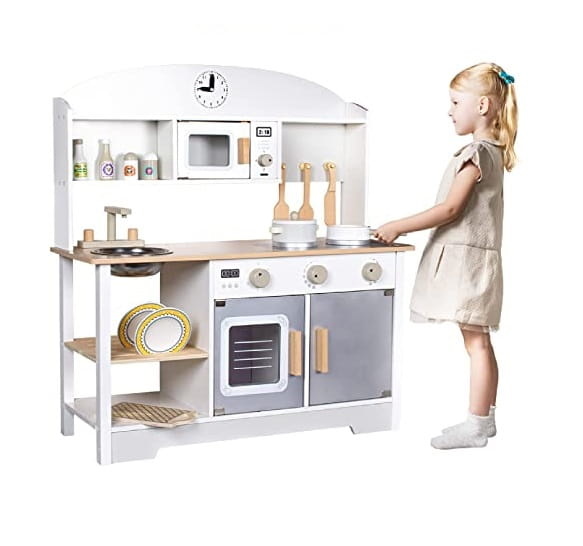 Kinderkeuken - 68x25.5x82cm - Houten vintage - Licht & geluid - Met accessoires