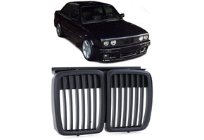 Grill nieren geschikt voor BMW 3 Serie E30 82-94 - sportieve look - zwart mat