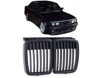 Grill nieren - BMW 3 Serie E30 82-94 - sportieve look - zwart mat