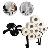 Toiletrolhouder - 53,5x12x32,5cm - Schapenpatroon - Zwart