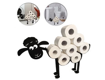 Toiletrolhouder - 53,5x12x32,5cm - Schapenpatroon - Zwart