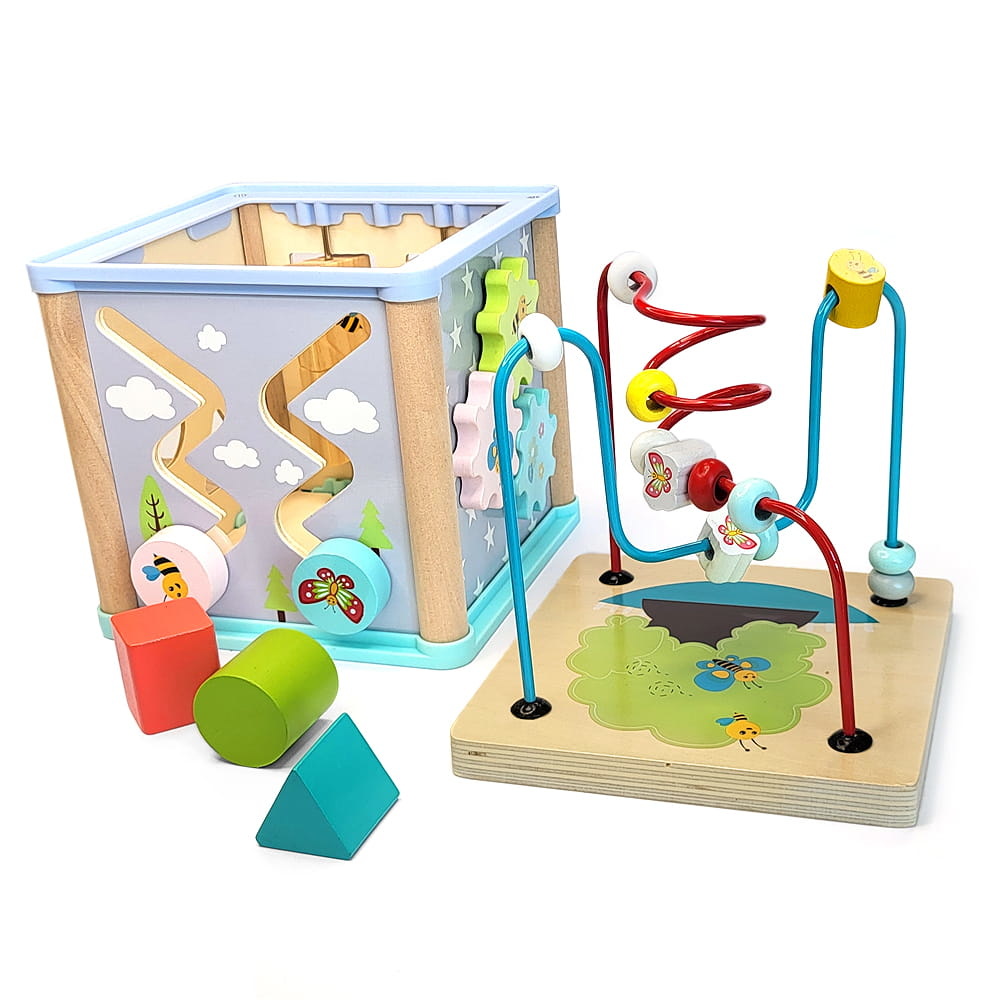 Educatieve kubus - 15x15x30cm - bewegende elementen - kleurrijk