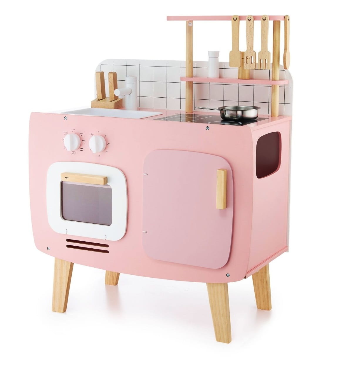 Kinderkeuken - 73x59x29.5cm - Retro - pastel roze