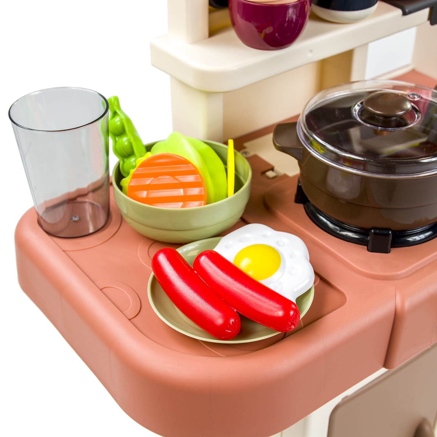 Kinderkeuken XL - 63x45.5x22 cm - Inclusief 42 accessoires - Roze