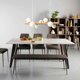 Hanglamp - 80x61cm - 7 lampenkappen - Massief hout/metaal - Mat wit