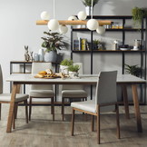 Hanglamp - 80x61cm - 7 lampenkappen - Massief hout/metaal - Mat wit