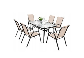 Tuinset - 140x80 - tafel en stoelen - beige