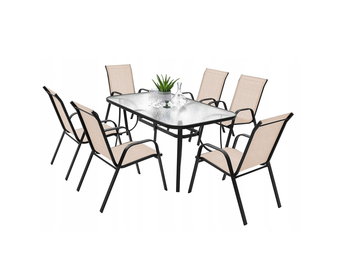 Tuinset - 140x80 - tafel en stoelen - beige