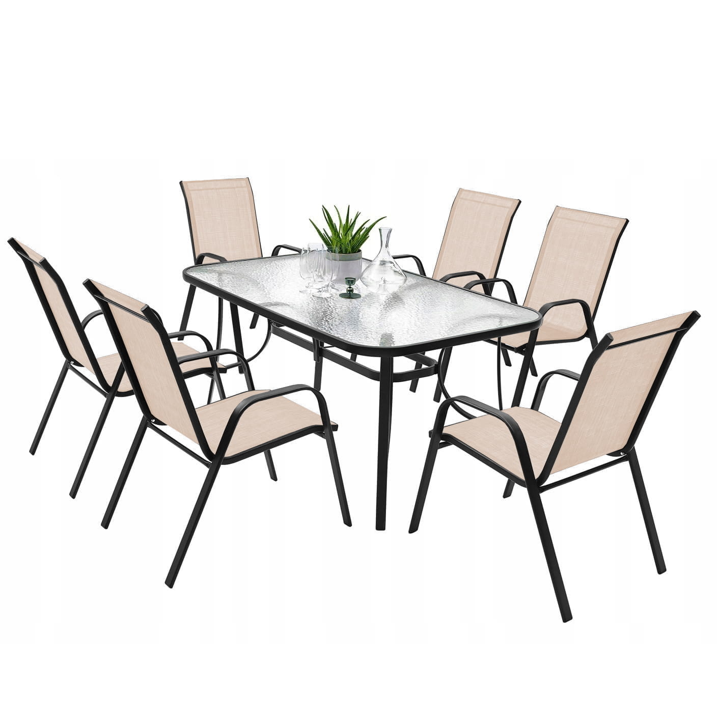 Tuinset - 140x80 - tafel en stoelen - beige