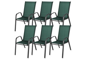 Tuinstoelset 6 stuks - 54x65cm - metalen frame - groen