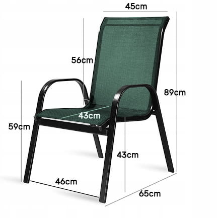 Tuinstoelset 6 stuks - 54x65cm - metalen frame - groen