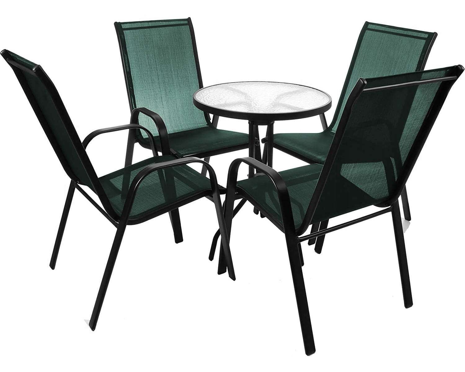 Tuinstoelset 6 stuks - 54x65cm - metalen frame - groen