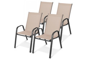 Tuinstoelset 4 stuks - 45x56cm - comfortabel - beige