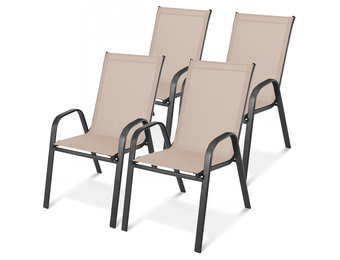 Tuinstoelset 4 stuks - 45x56cm - comfortabel - beige