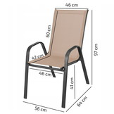 Tuinstoelset 4 stuks - 45x56cm - comfortabel - beige