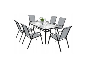 Tuinset - 140x80 - glazen tafel - grijs