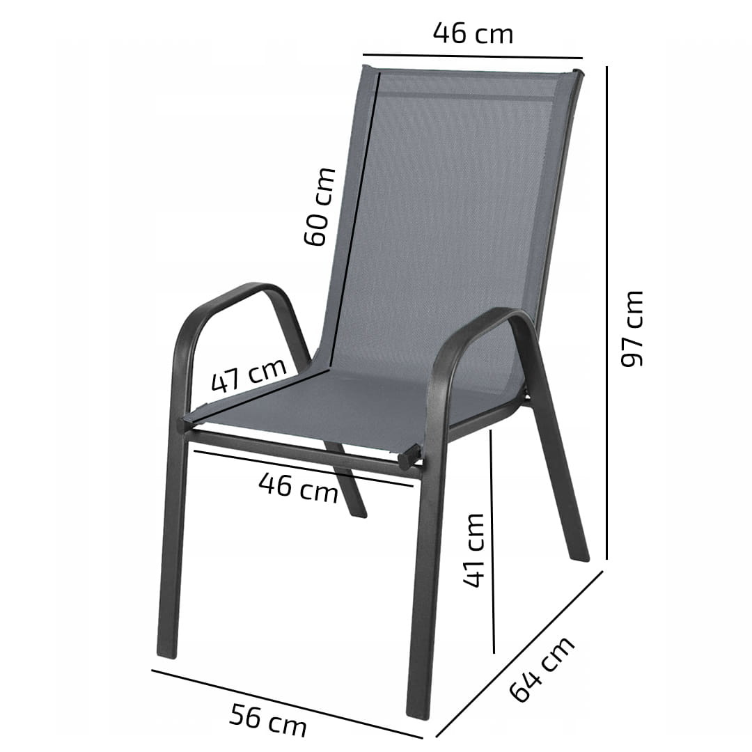 Tuinset - 140x80 - glazen tafel - grijs