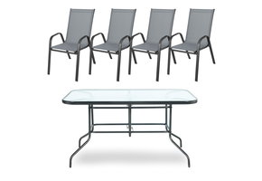 Tuinset - 140x80 - metalen frame - donkergrijs