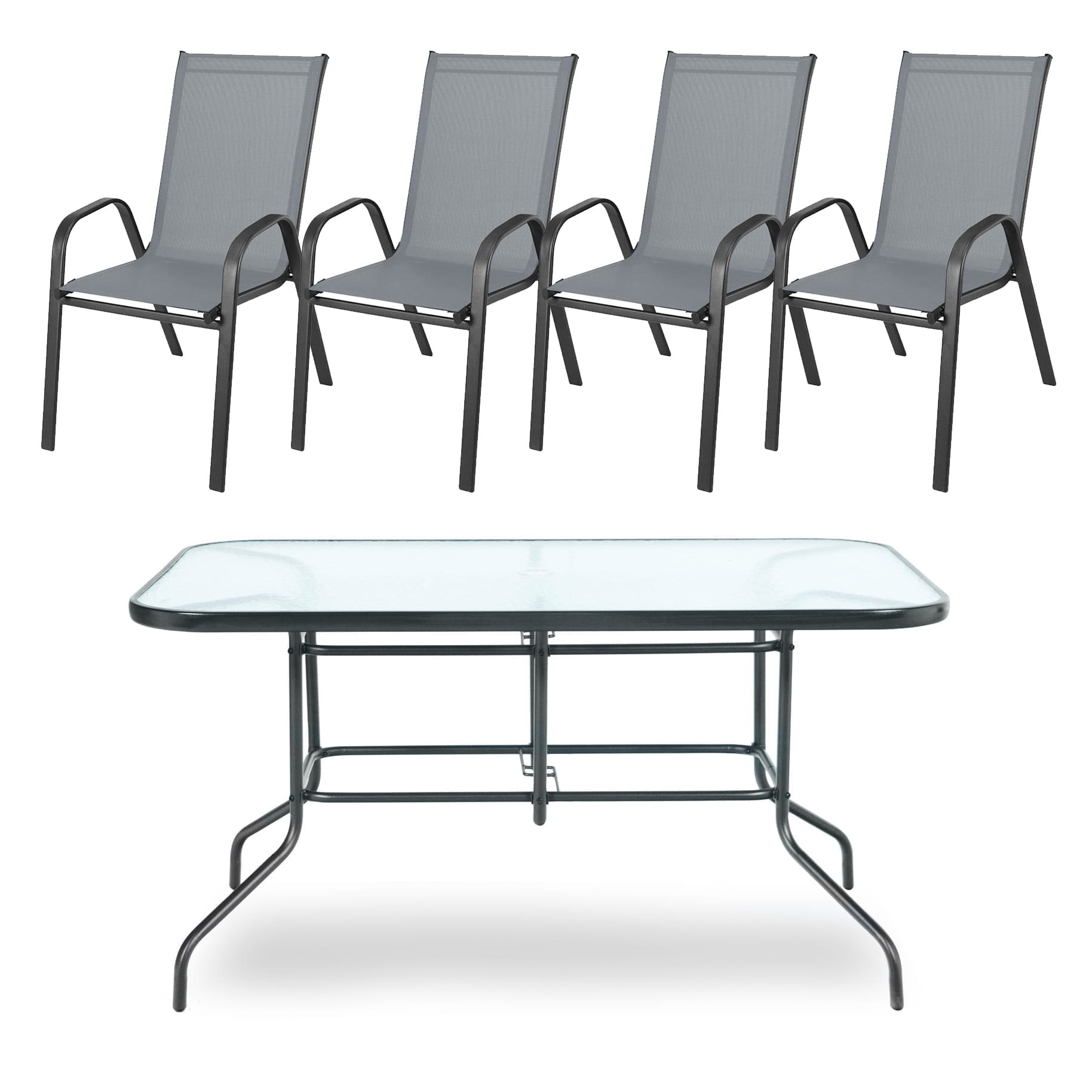 Tuinset - 140x80 - metalen frame - donkergrijs