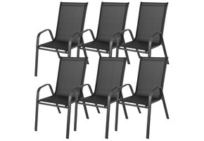 Tuinstoelset 6 stuks - 45x56cm - Comfortabel - Zwart