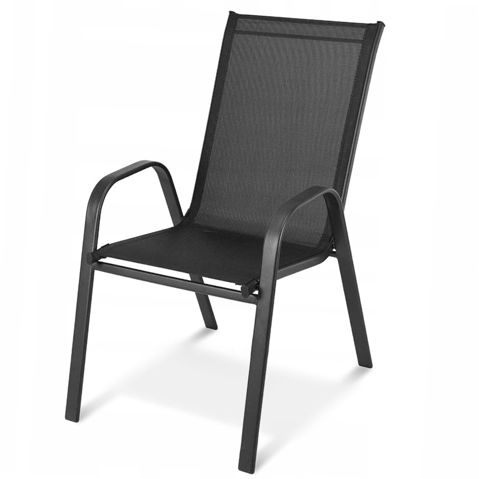 Tuinstoelset 6 stuks - 45x56cm - Comfortabel - Zwart