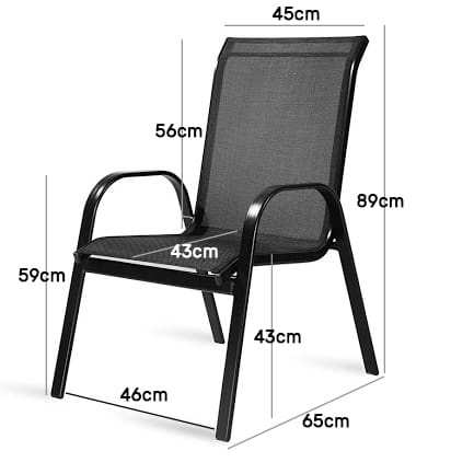 Tuinstoelset 6 stuks - 45x56cm - Comfortabel - Zwart