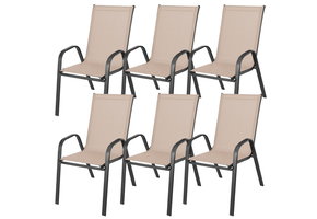 Tuinstoelset 6 stuks - 45x56 - armleuningen - beige