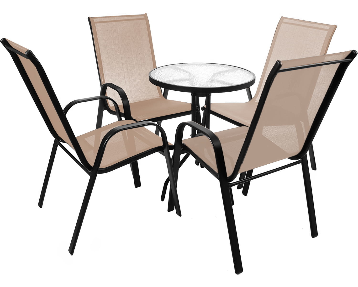 Tuinstoelset 6 stuks - 45x56 - armleuningen - beige