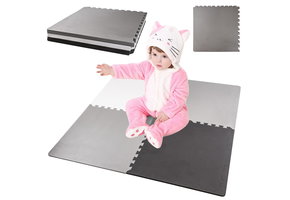 Foammat - 180x180cm - XXL - Veilig - Wit/Grijs