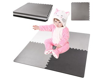 Foammat - 180x180cm - XXL - Veilig - Wit/Grijs