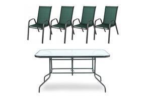 Tuinset - 140x80 - tafel en stoelen - Donkergroen