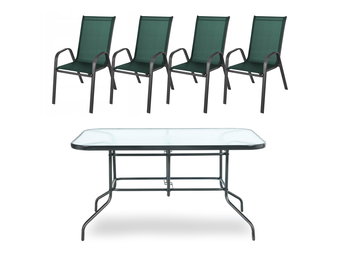 Tuinset - 140x80 - tafel en stoelen - Donkergroen