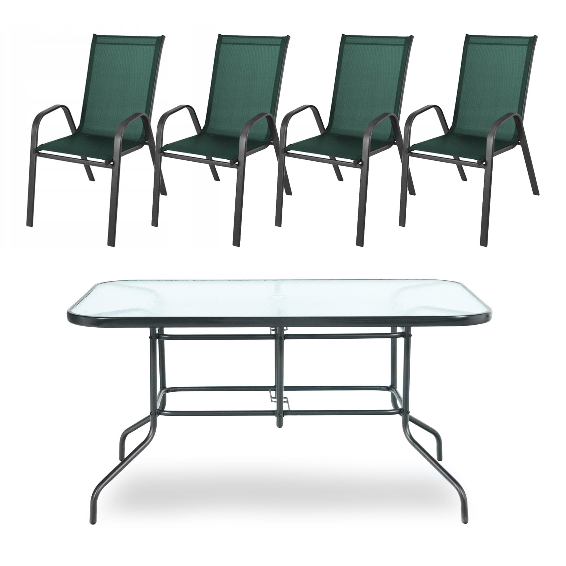 Tuinset - 140x80 - tafel en stoelen - Donkergroen